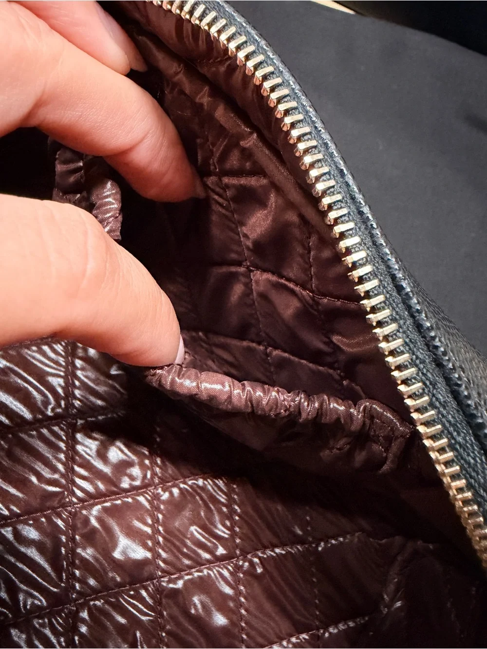 Chanel Black Quilted Caviar Toiletry Case With Chain